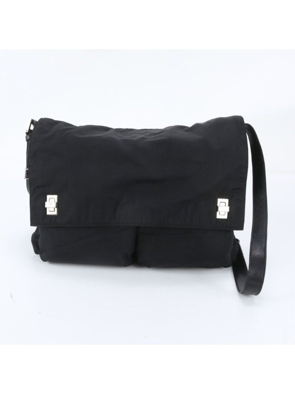 Gucci Leather Nylon Shoulder Bag Crossbody Messenger Black
